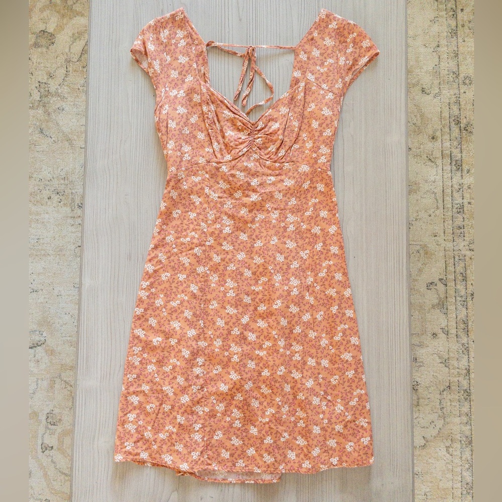 Aeropostale Orange Summer Floral Dress in Size Small